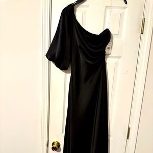 Black one-shoulder keyhole dress. NWT.